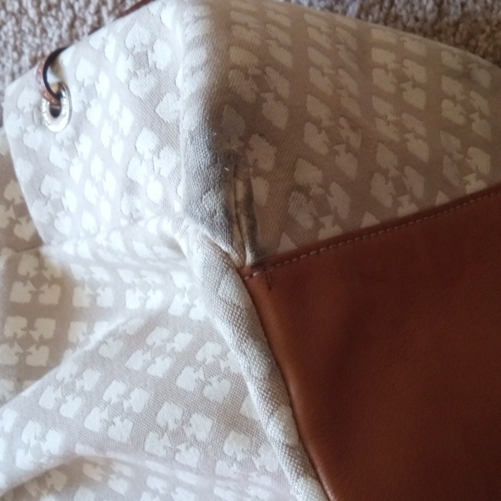 Kate Spade New York Cream and Pink Tote Canvas Tote Weekender Diaper Bag - Picture 16 of 17